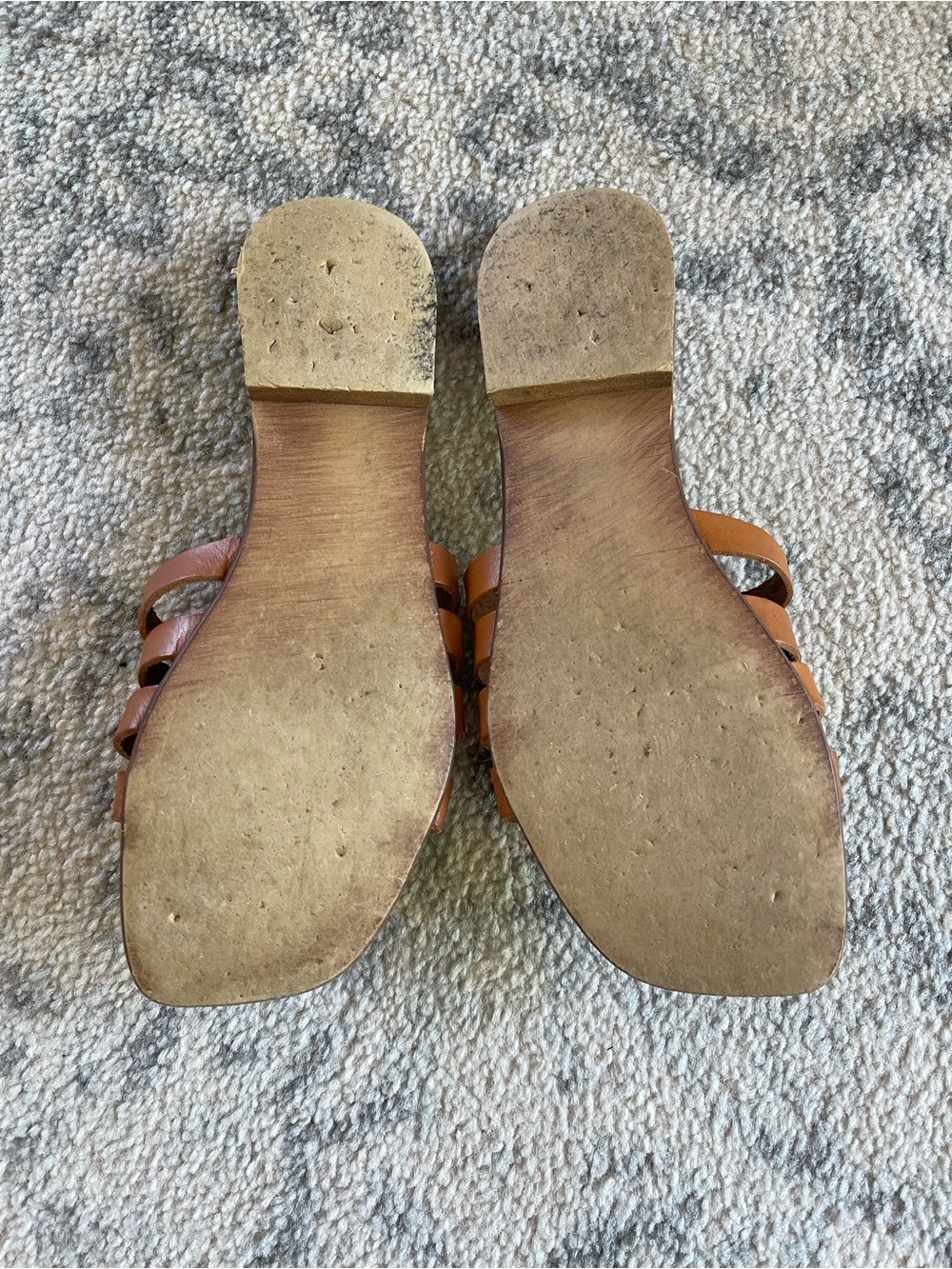 Women’s Tan Leather Slide Sandals - Picture 2 of 2